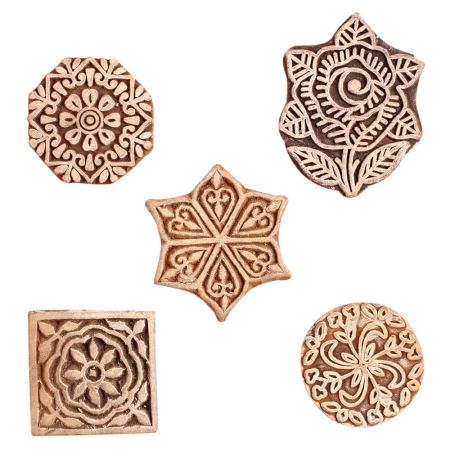 Set of 5 Piece New Mix Wooden Printing Block